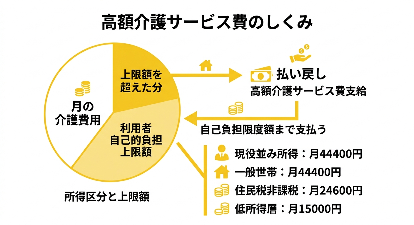 高額介護サービス費のしくみ:所得区分別の月額上限