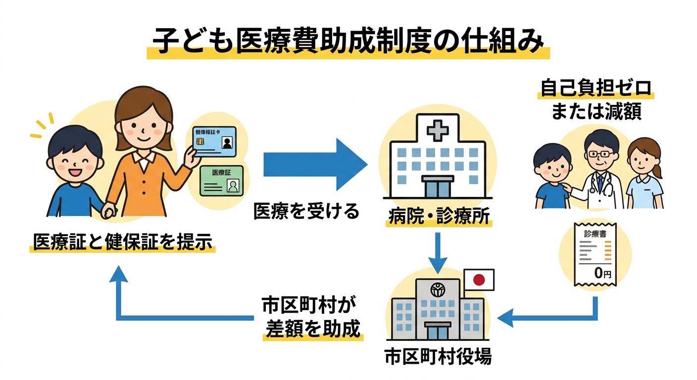 子ども医療費助成制度の仕組み概要図