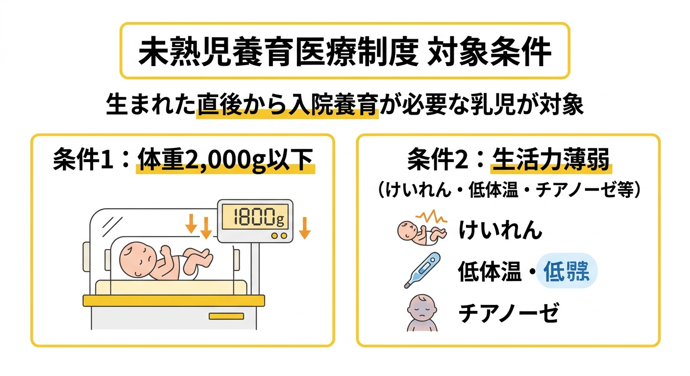 未熟児養育医療制度の対象条件図解