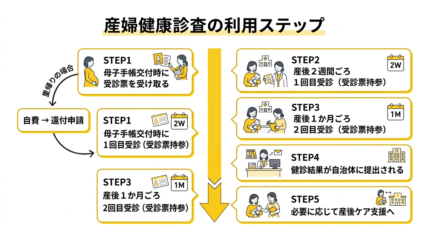 産婦健康診査の申請フロー図解