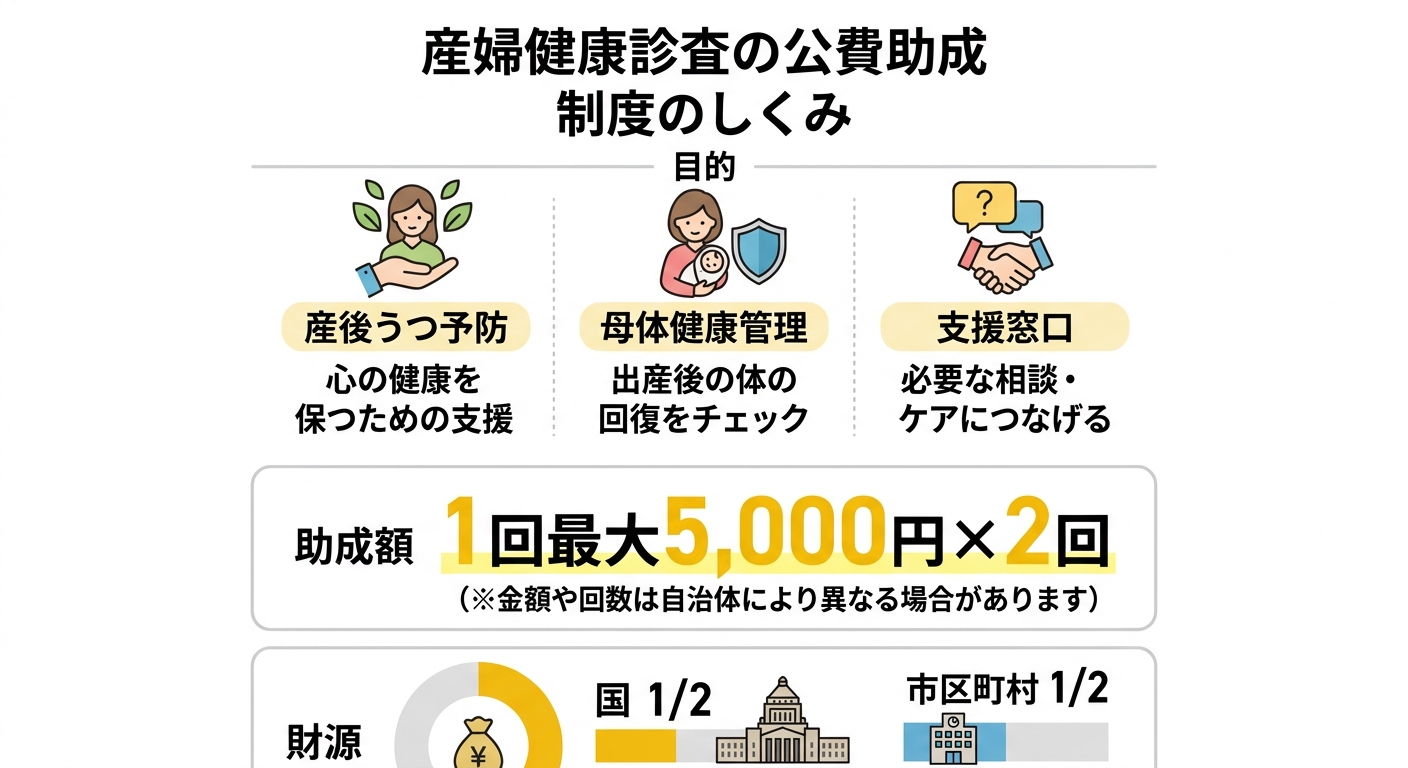 産婦健康診査の目的と仕組みの図解