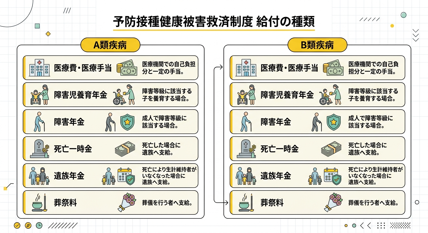 給付の種類一覧(A類・B類の対象比較)