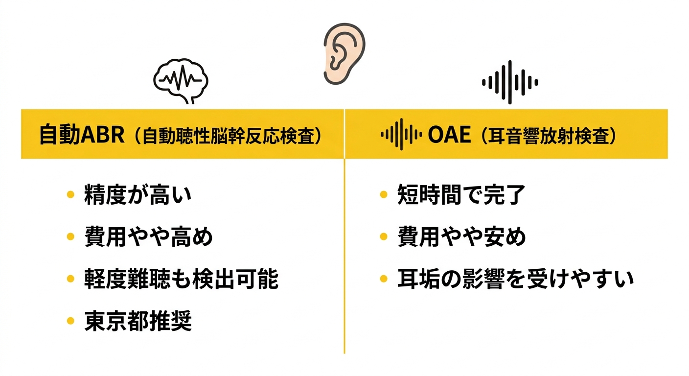 自動ABRとOAEの検査比較図