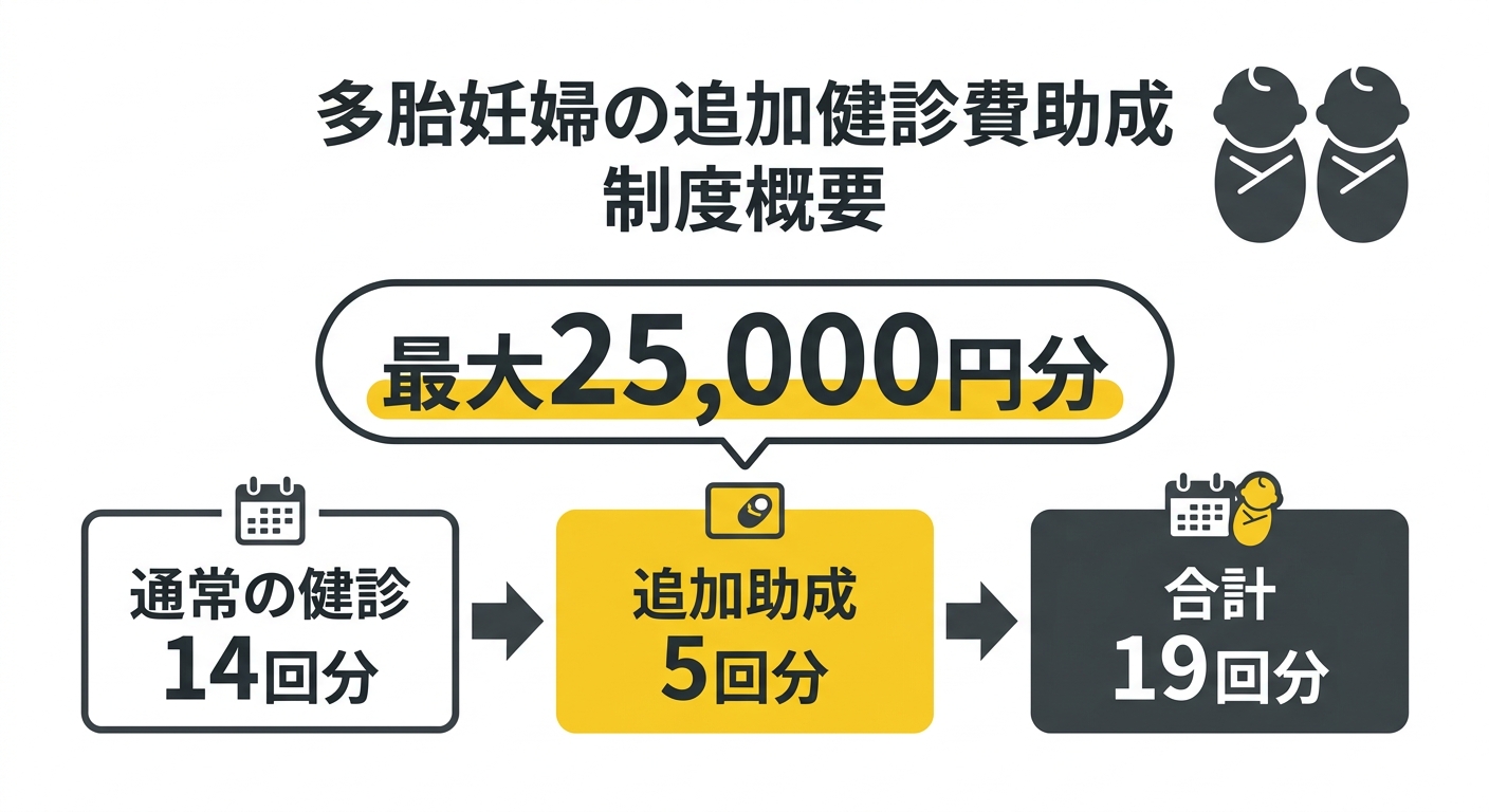 多胎妊婦の追加健診費助成の概要図