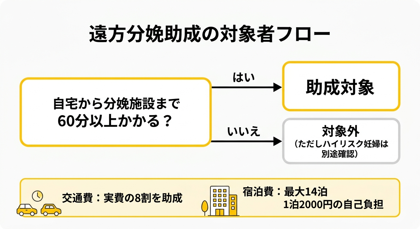 遠方分娩助成の対象者フロー
