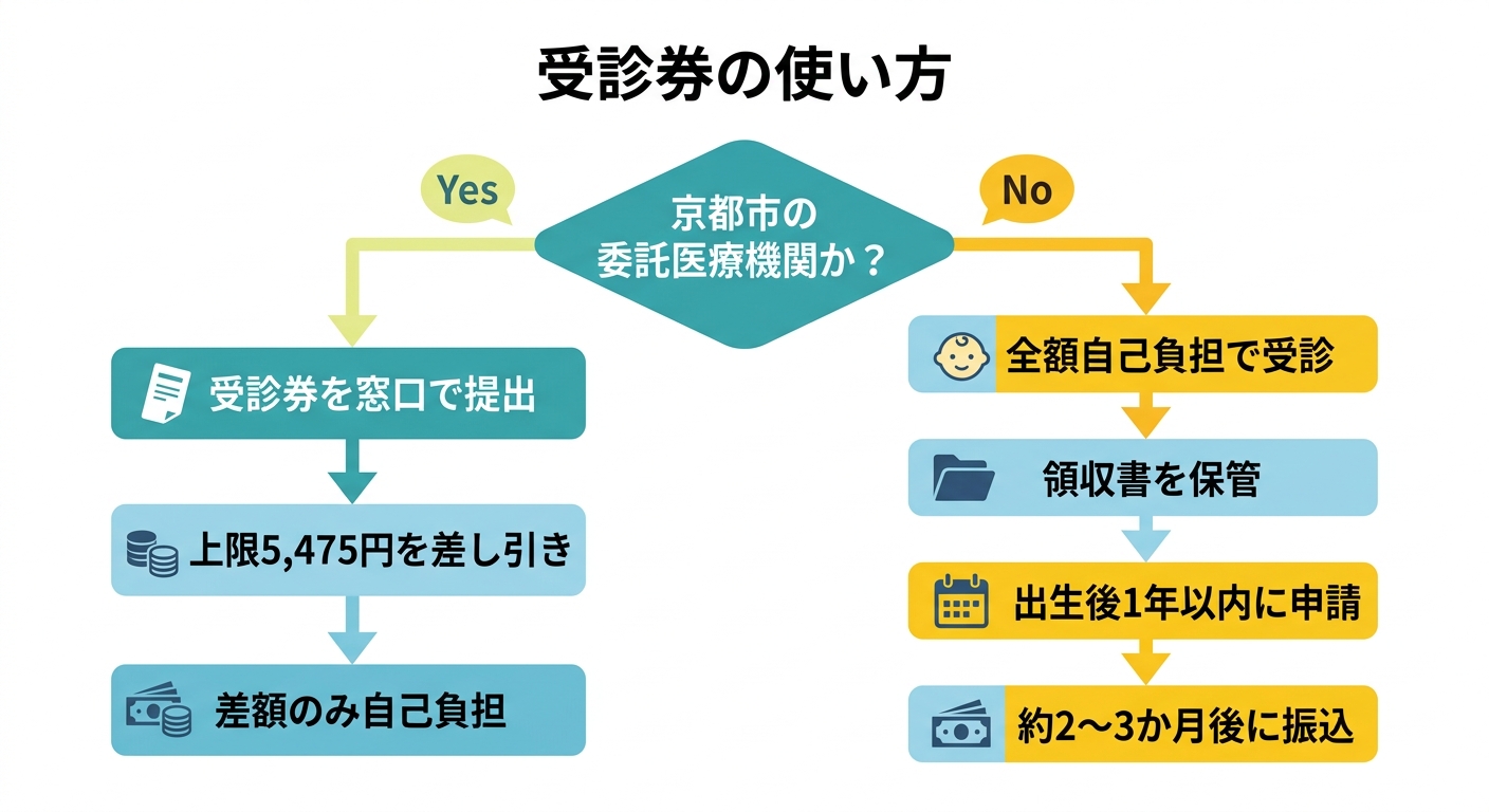 受診券利用と償還払いの選択フロー