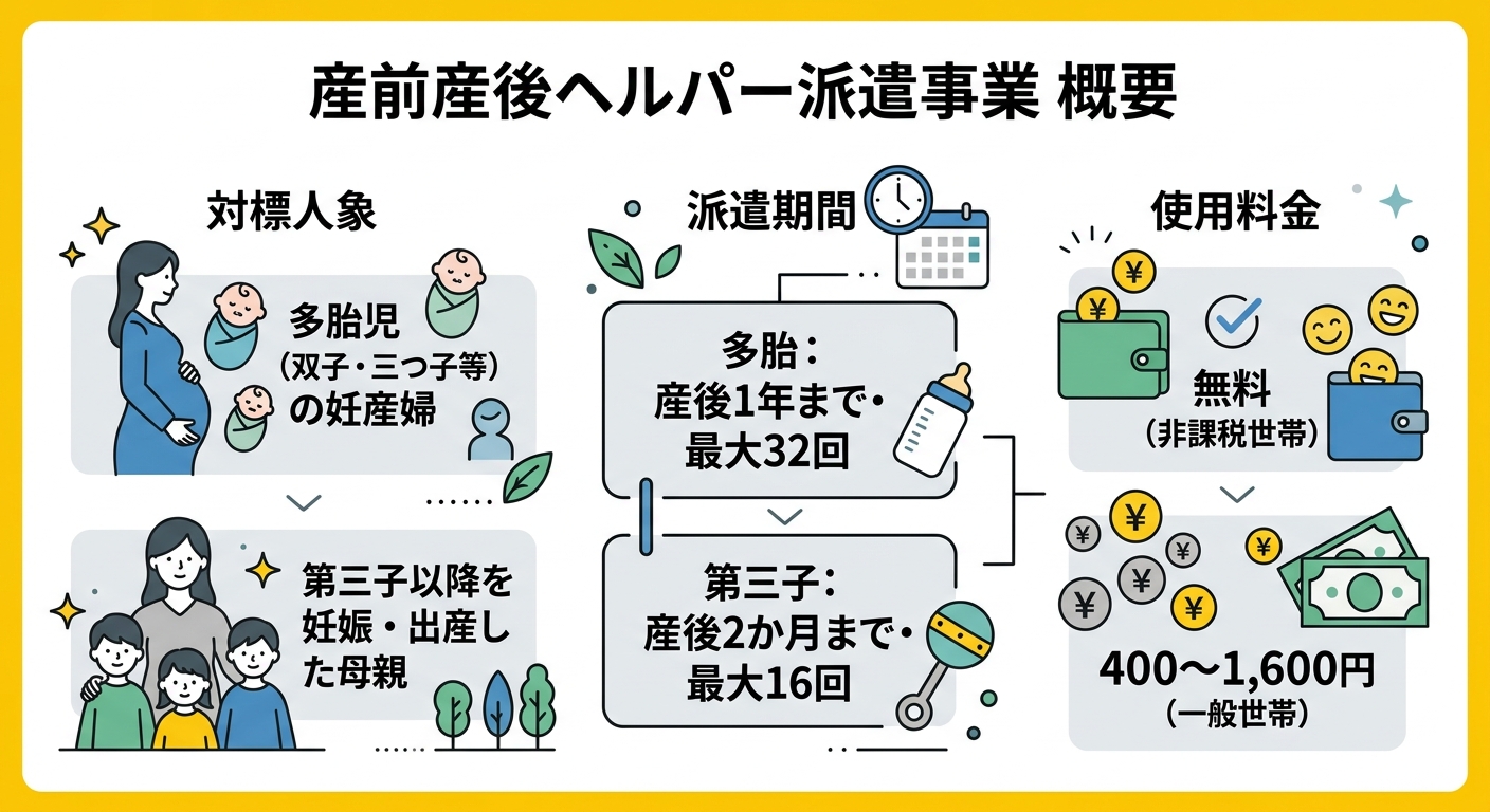 京都市産前産後ヘルパー派遣事業の概要図