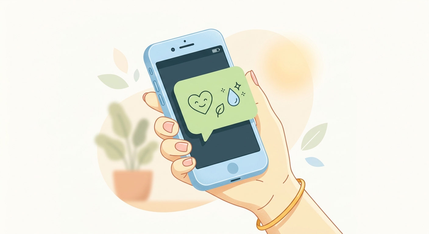 スマートフォンに健康のメッセージが届くイラスト