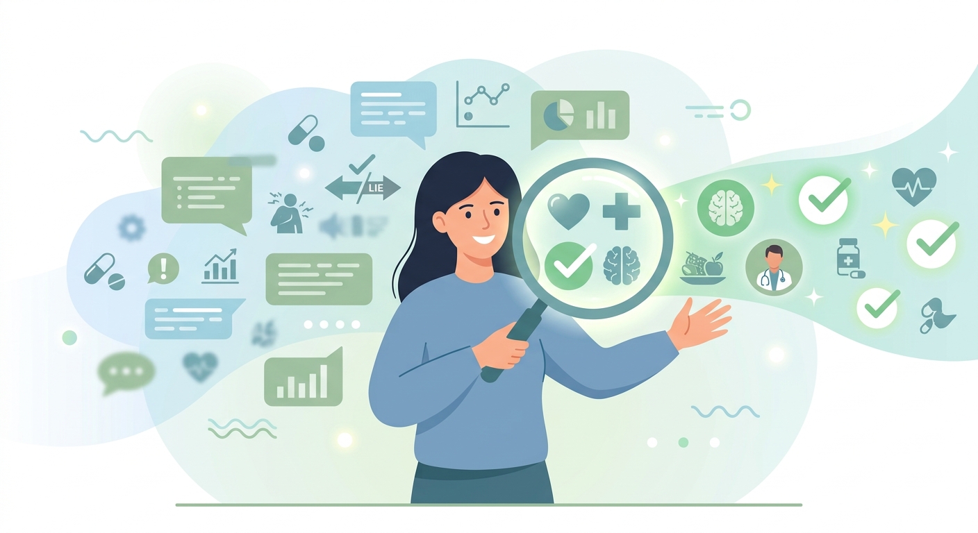 信頼できる情報を選び取る力を表すイラスト