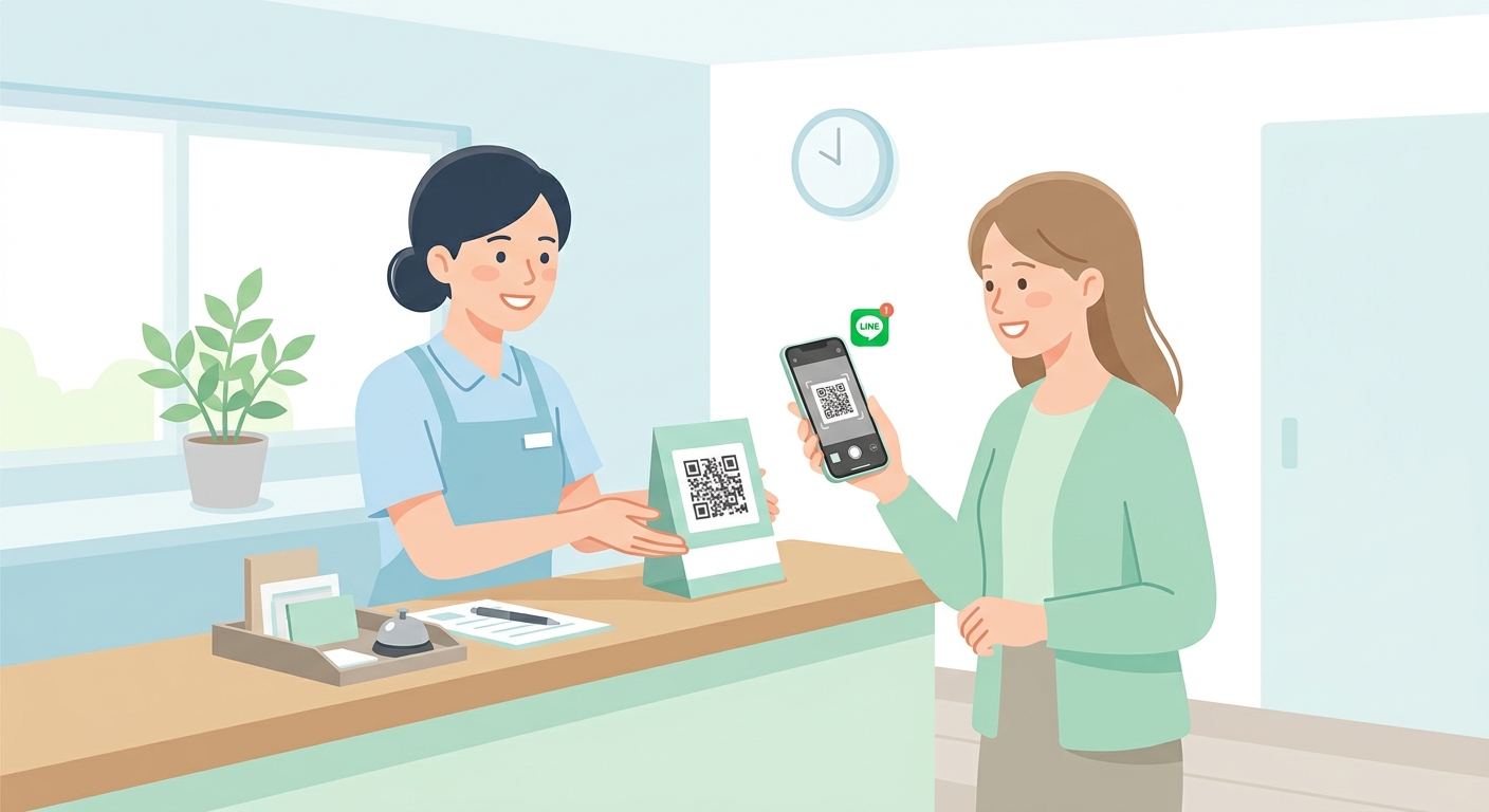 窓口でQRコードからLINEを友だち登録する図解
