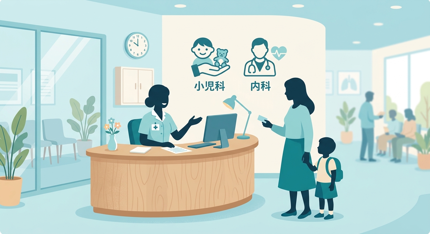 受診を検討したいサインのリストと受診先の目安を示すイラスト