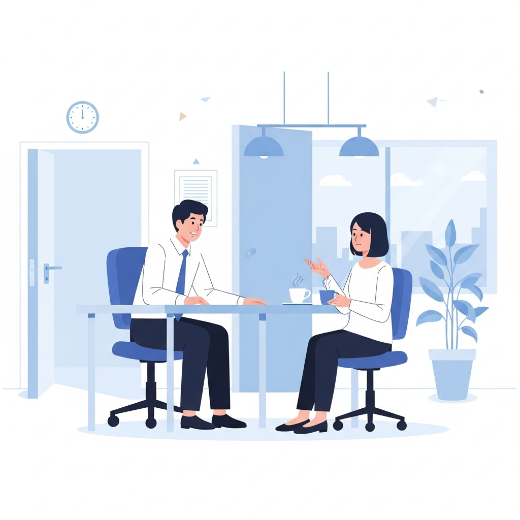 管理職と従業員の1on1面談のイメージイラスト