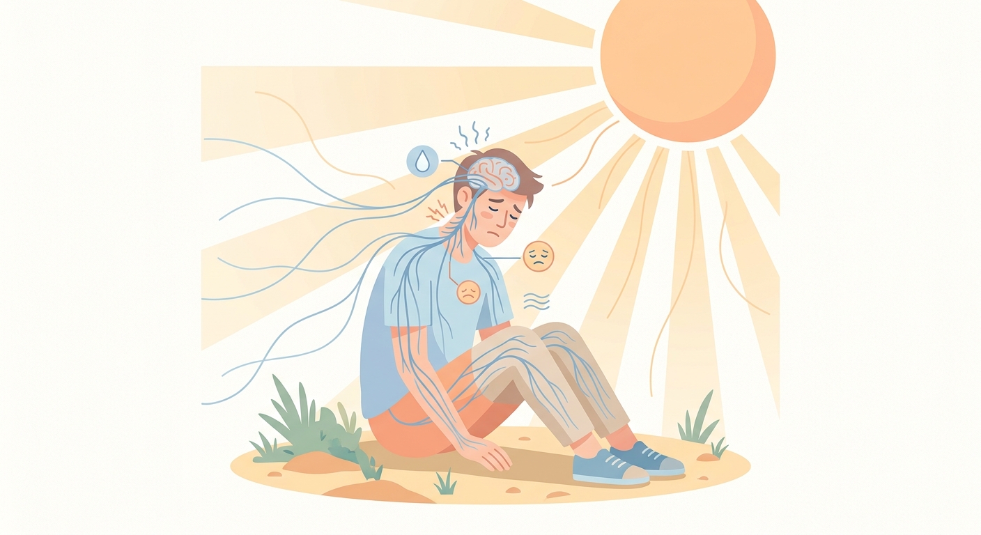 夏の気分の落ち込みと自律神経のつながりを表す図解