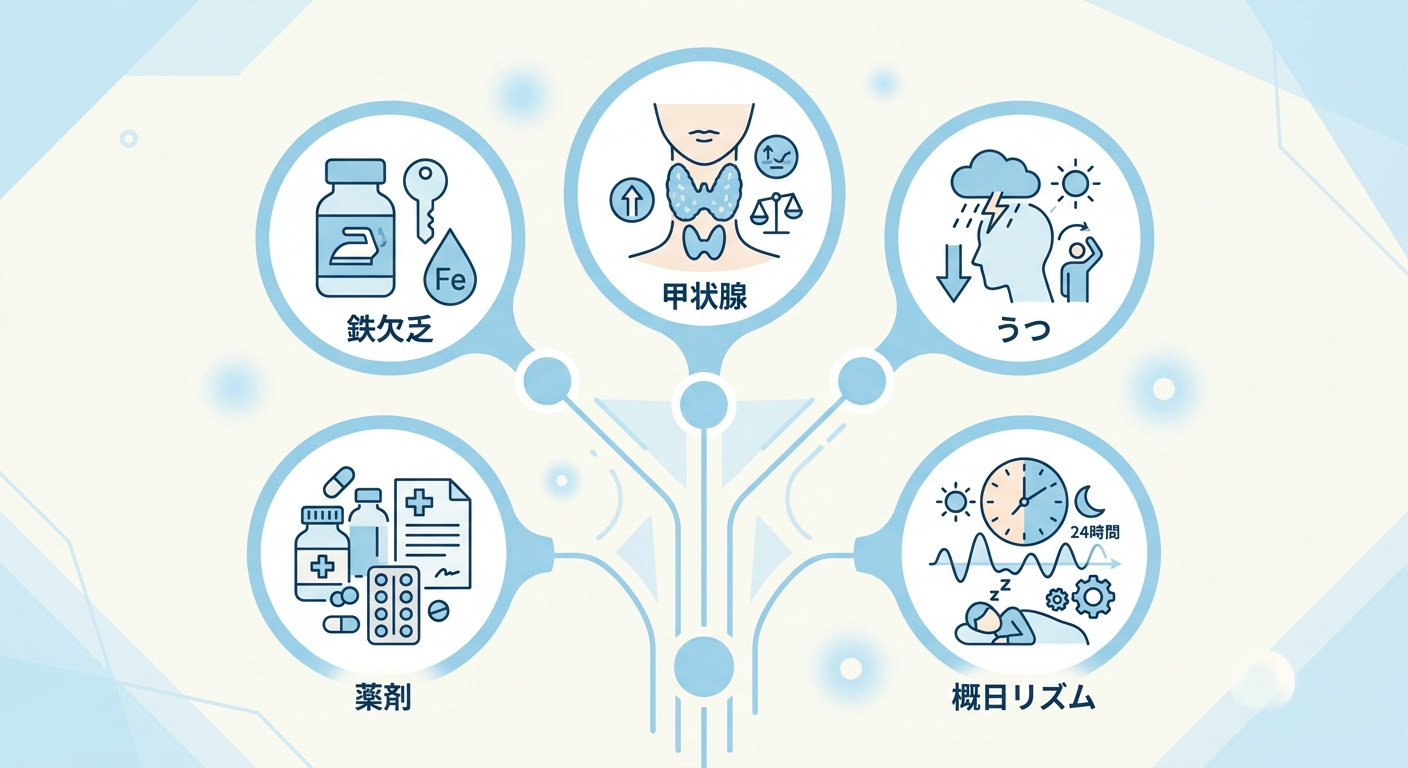受診を検討すべき日中の眠気のレッドフラッグ（警戒サイン）の図解